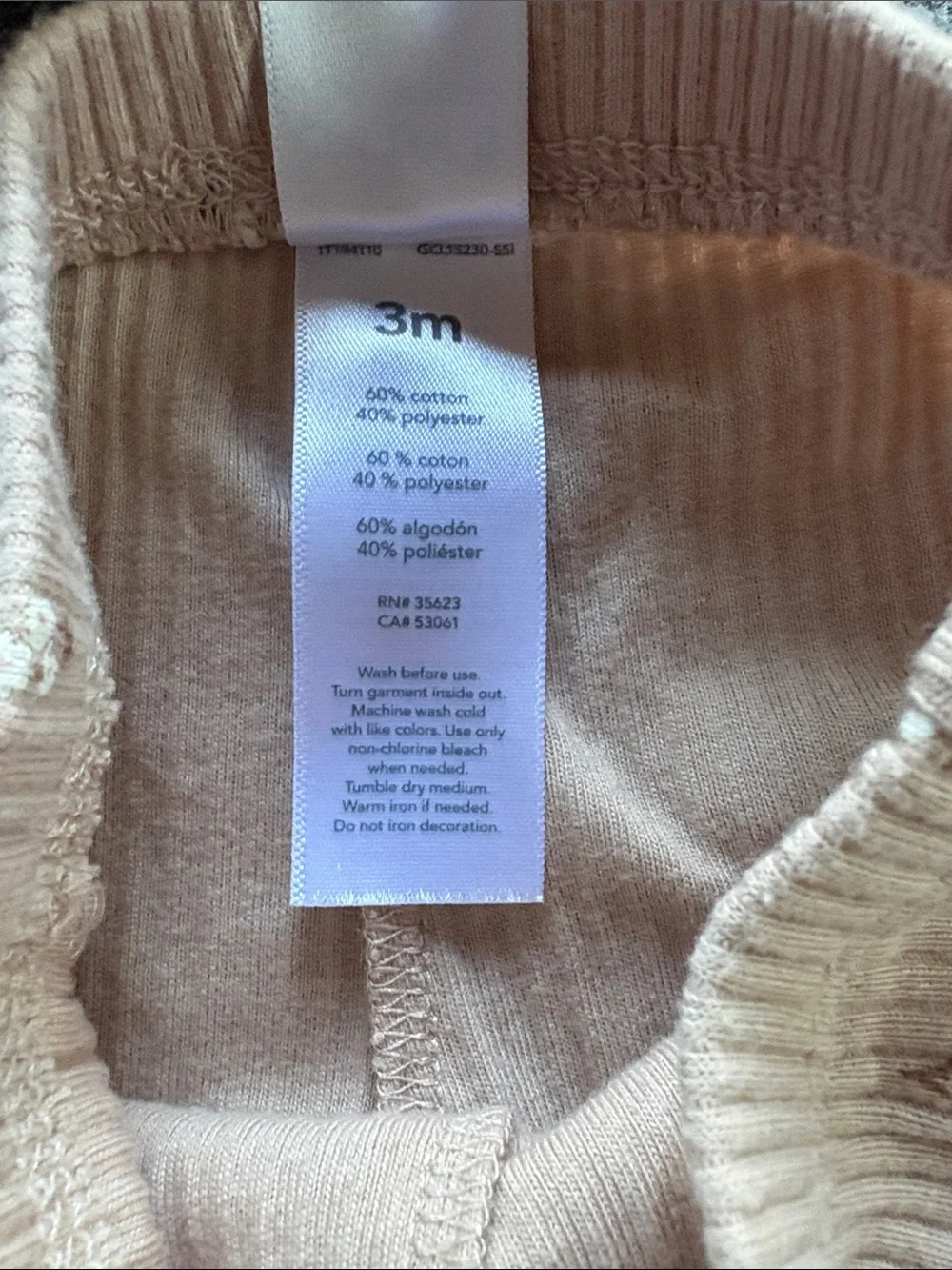 Carter's Ribbed Baby Bodysuit and Leggings in Light Beige - Floral - Size 3 mo